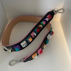 Colorful Handbag Shoulder Strap - silver hardware